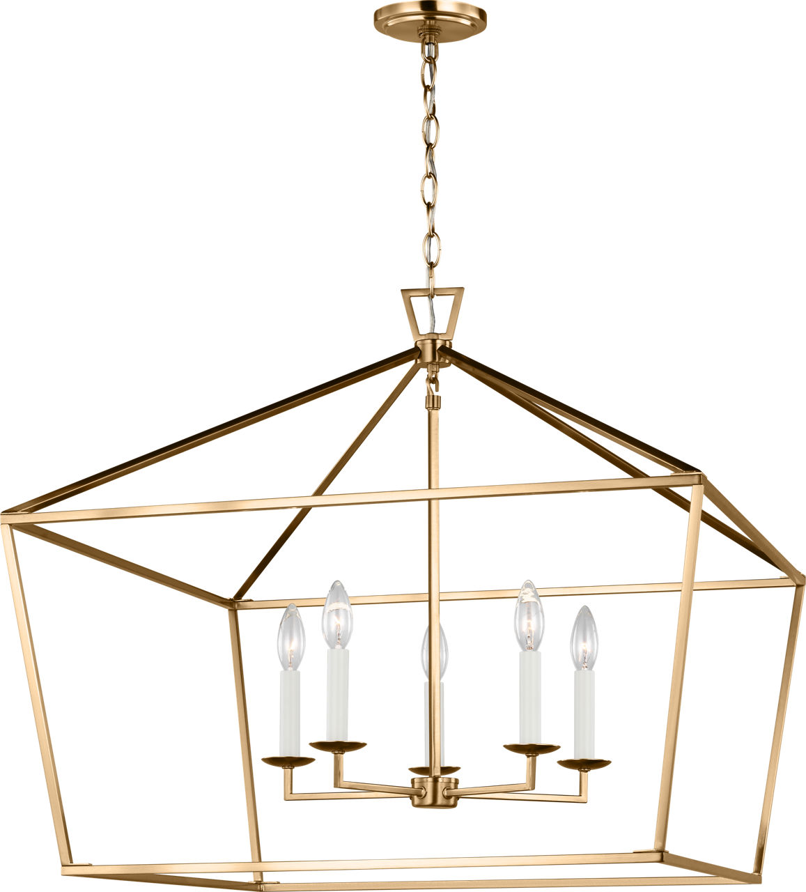 Dianna Five Light Wide Lantern Satin Brass