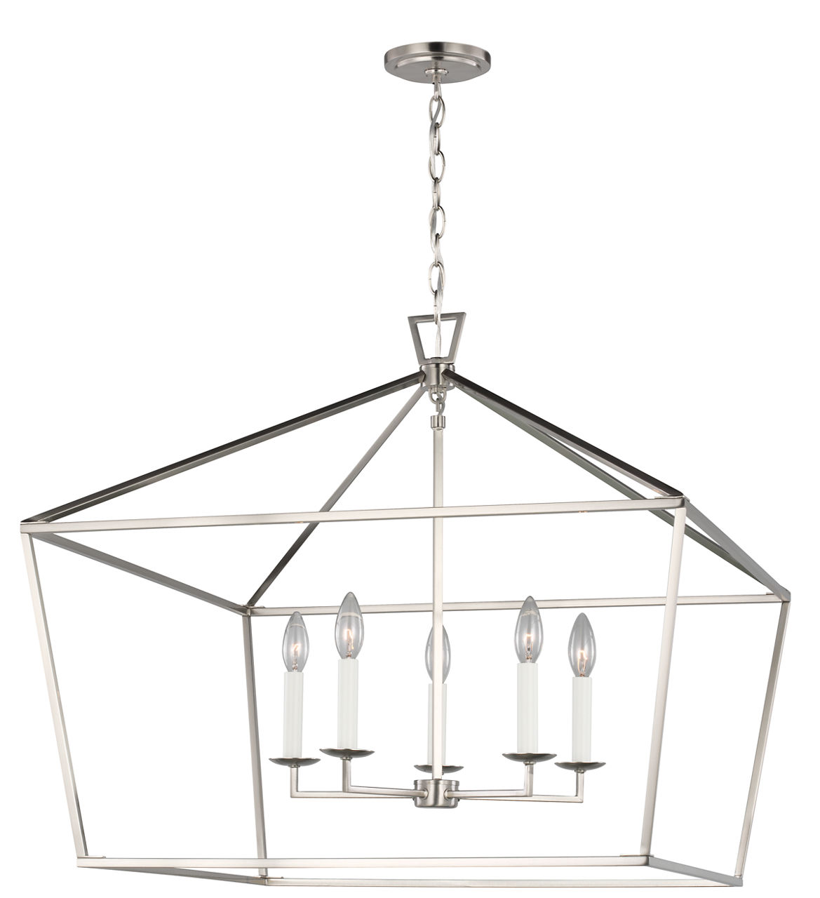Dianna Five Light Wide Lantern Brushed Nickel