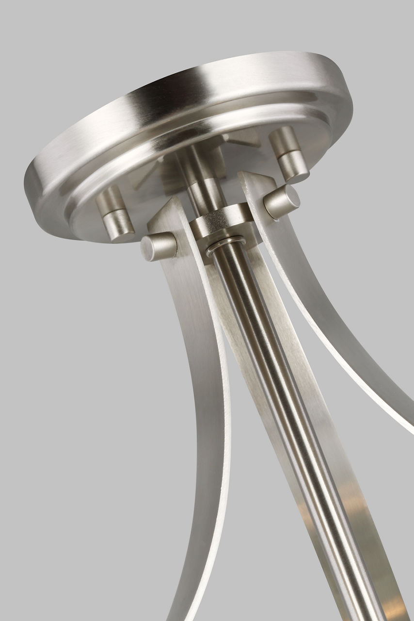 Elmwood Park Three Light Semi-Flush Mount Brushed Nickel