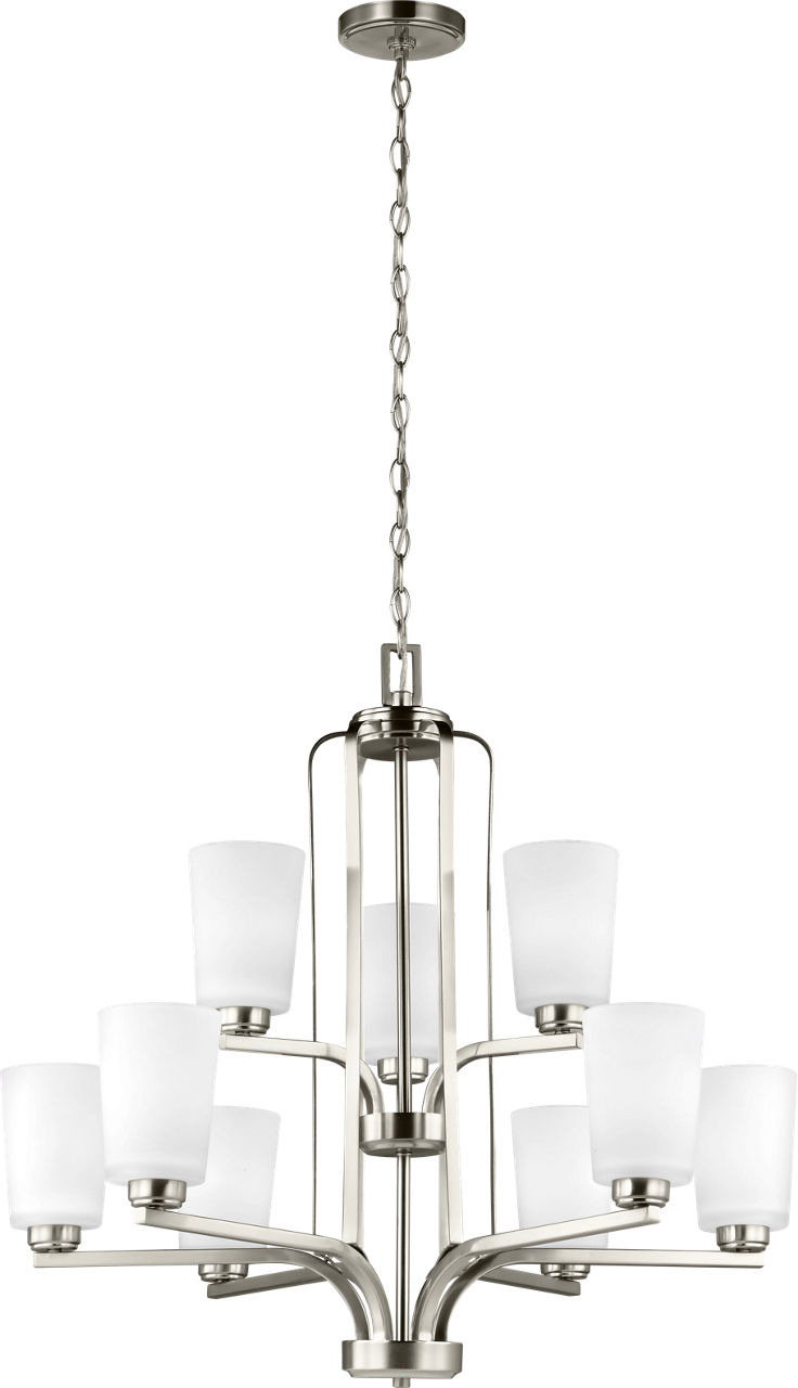Franport Nine Light Chandelier in Brushed Nickel