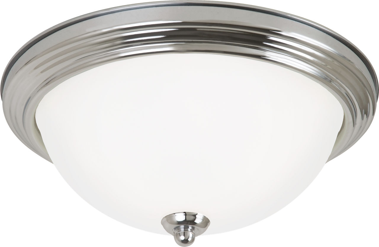Geary One Light Flush Mount Chrome Satin Etched Glass