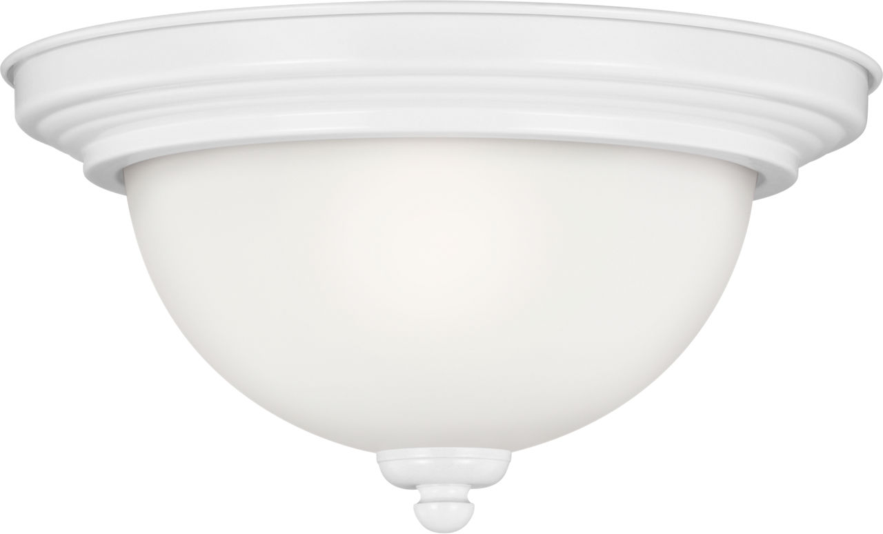 Geary One Light Flush Mount White Satin Etched Glass