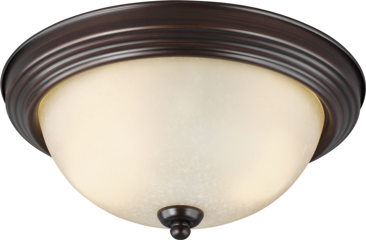 Geary Two Light Flush Mount Bronze Amber Bulbs Included