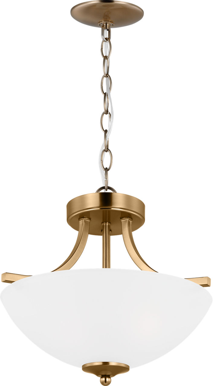 Geary Small Two Light Semi-Flush Convertible Pendant Satin Brass