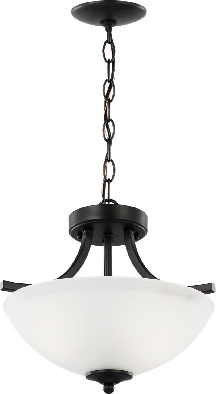 Geary Small Two Light Semi-Flush Convertible Pendant Midnight Black