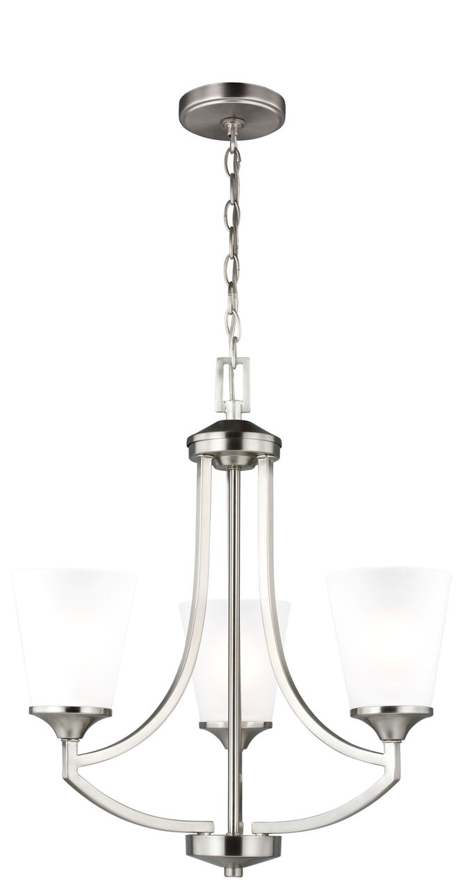 Hanford Three Light Chandelier Brushed Nickel