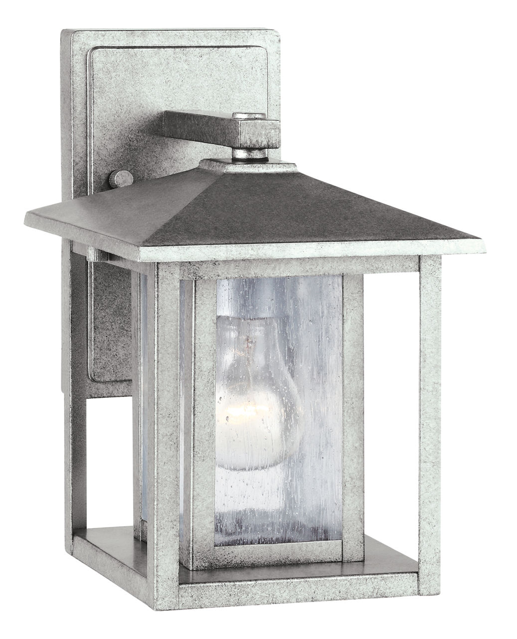 Hunnington Small Wall Lantern in Weathered Pewter with Clear Seeded Glass Panels Bulb(s) Not Included