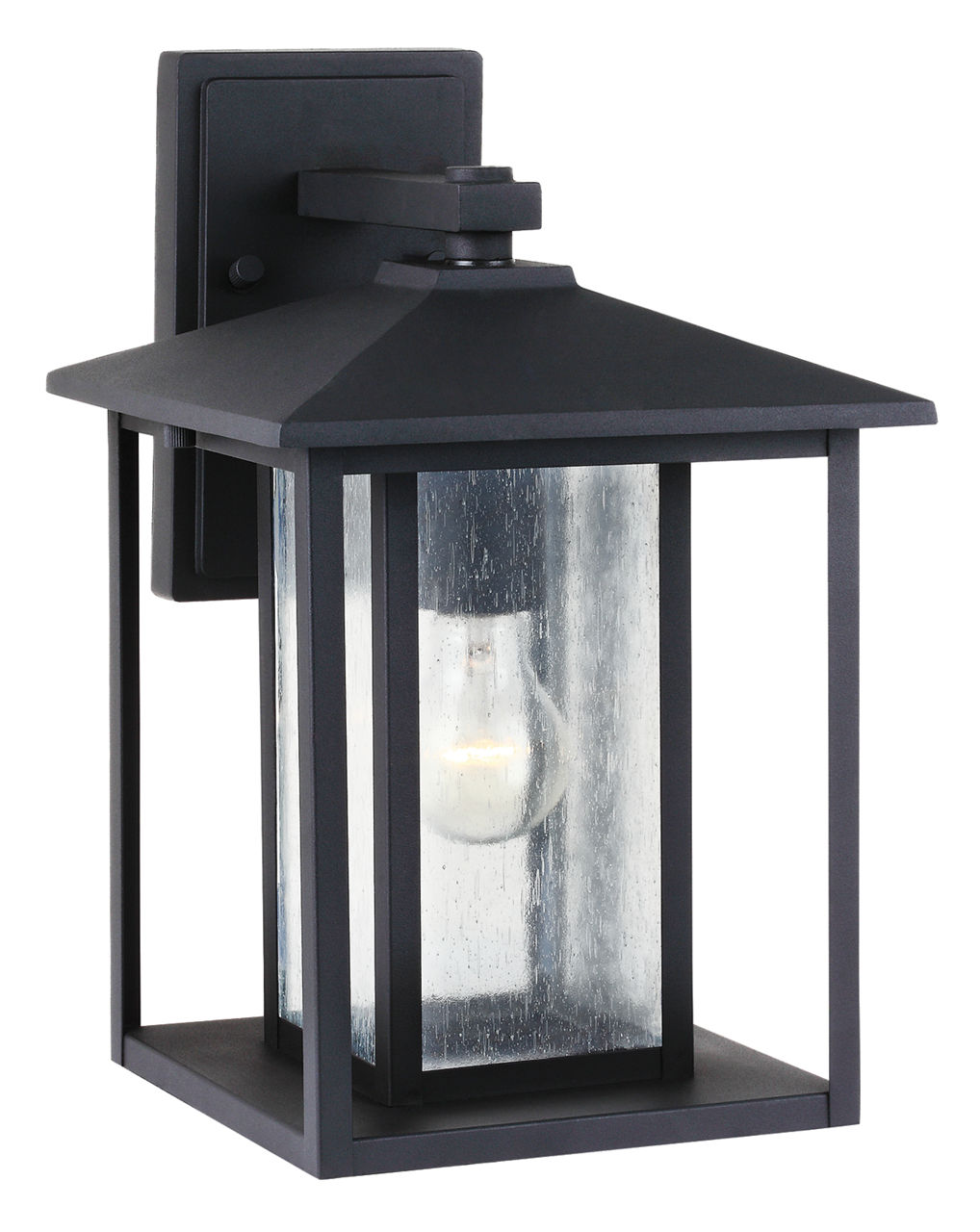 Hunnington Large Wall Lantern in Black with Clear Seeded Glass Panels Bulb(s) Not Included