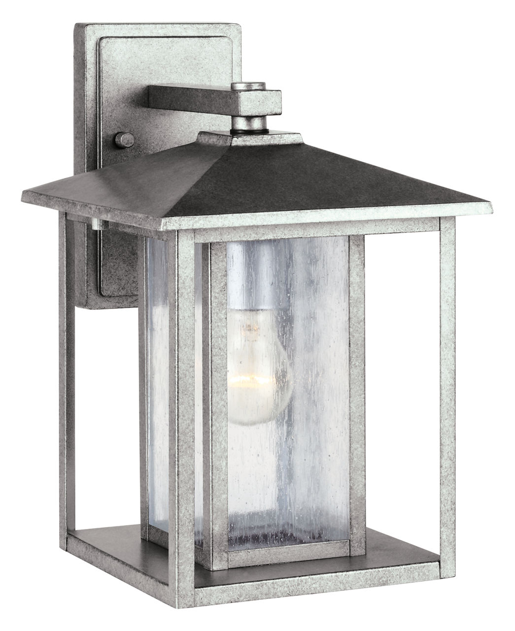 Hunnington Large Wall Lantern in Weathered Pewter with Clear Seeded Glass Panels Bulb(s) Not Included