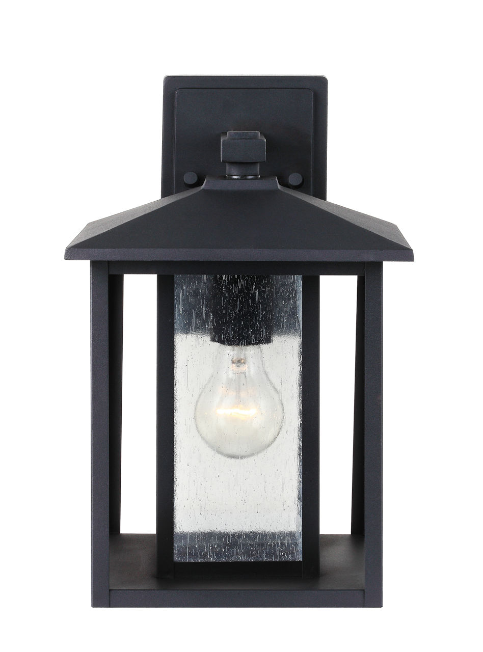 Hunnington Large Wall Lantern in Black with Clear Seeded Glass Panels Bulb(s) Not Included