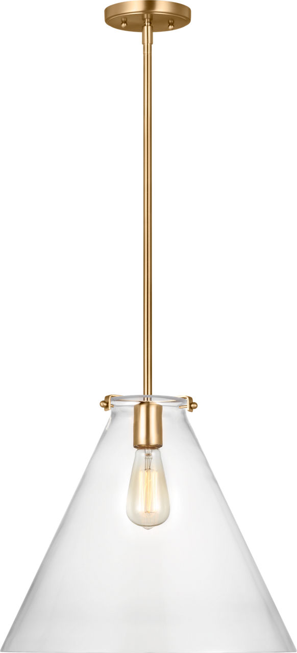 Kate One Light Cone Pendant Satin Brass