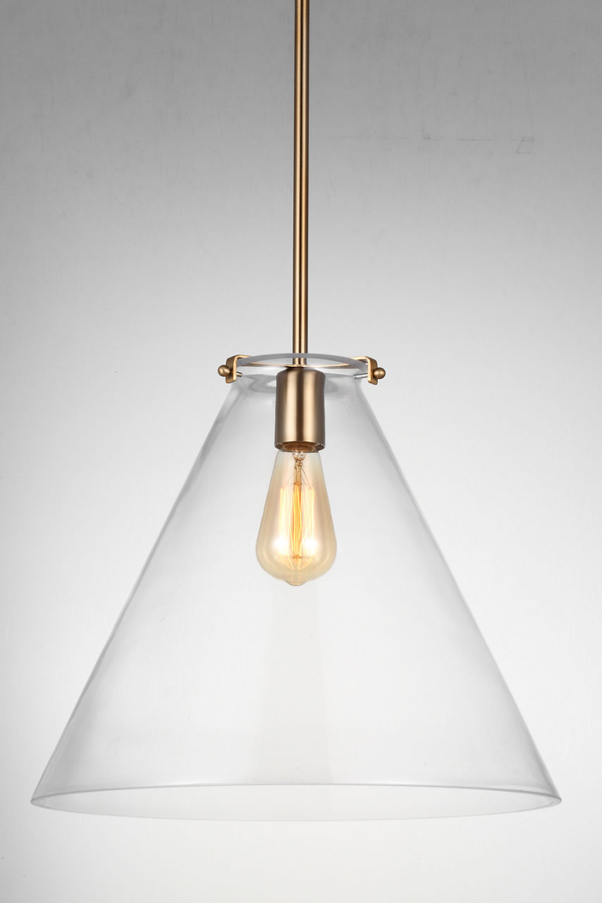 Kate One Light Cone Pendant Satin Brass