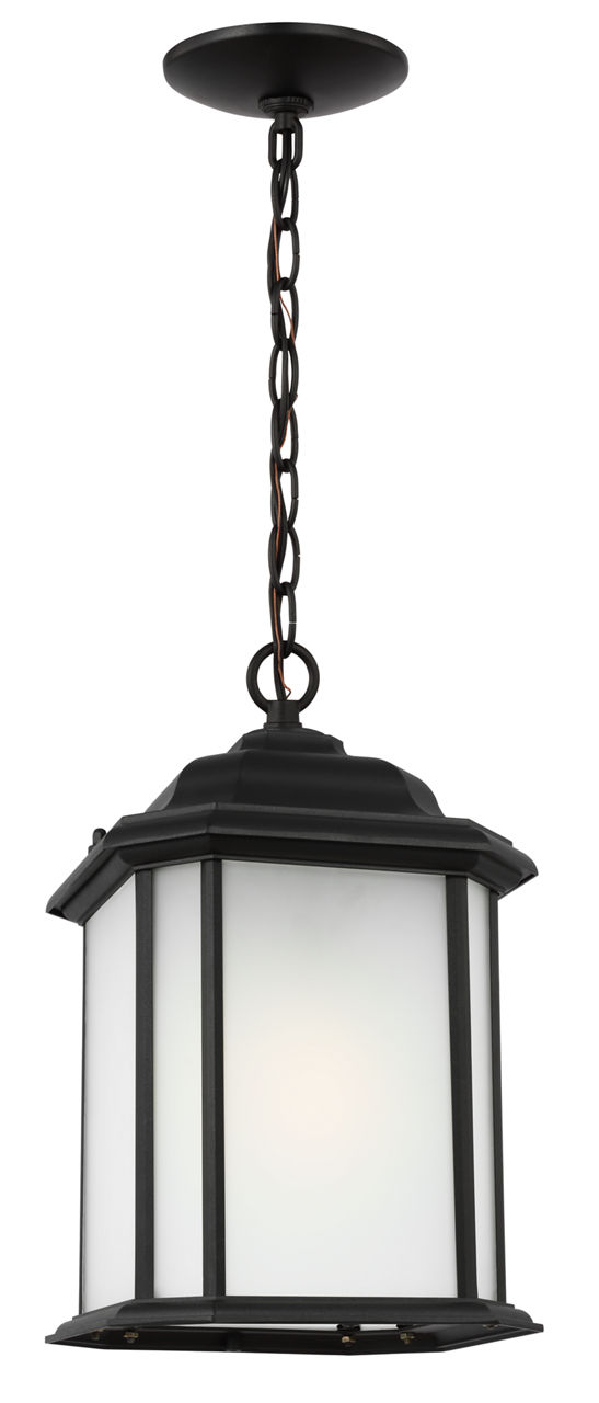 Kent Large Pendant in Black with Satin Etched Glass Bulb(s) Not Included