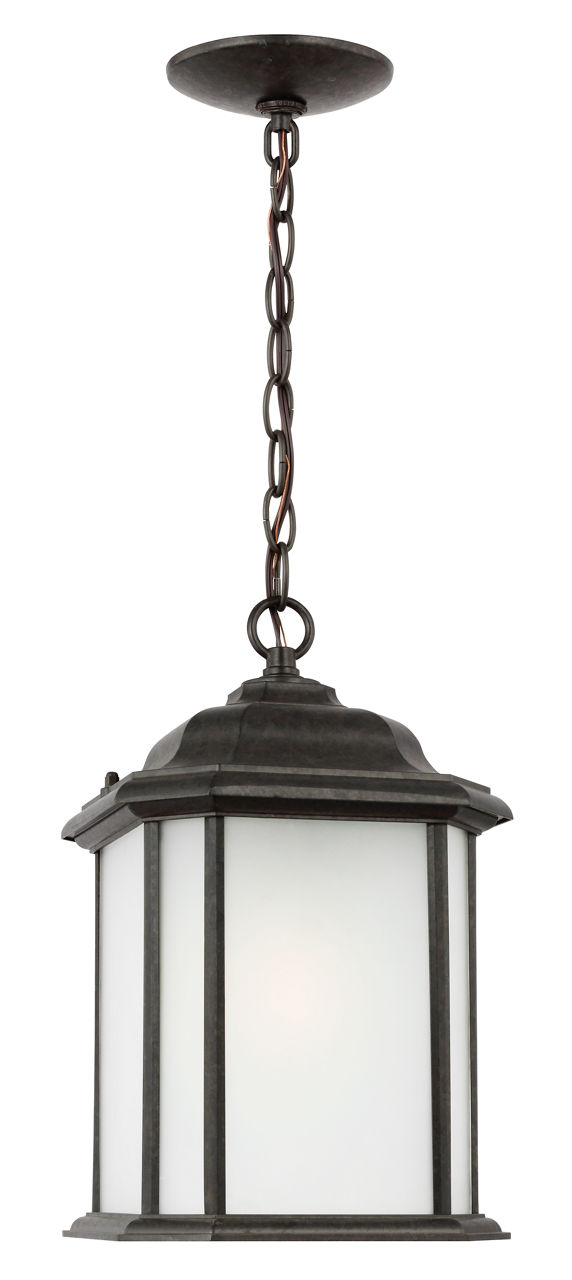 Kent Large Pendant in Oxford Bronze with Satin Etched Glass Bulb(s) Not Included