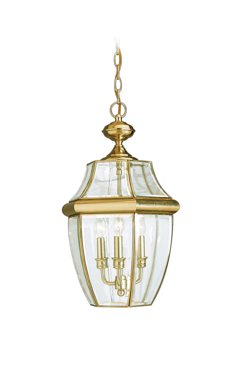 Lancaster Three Light Outdoor Pendant Polished Brass
