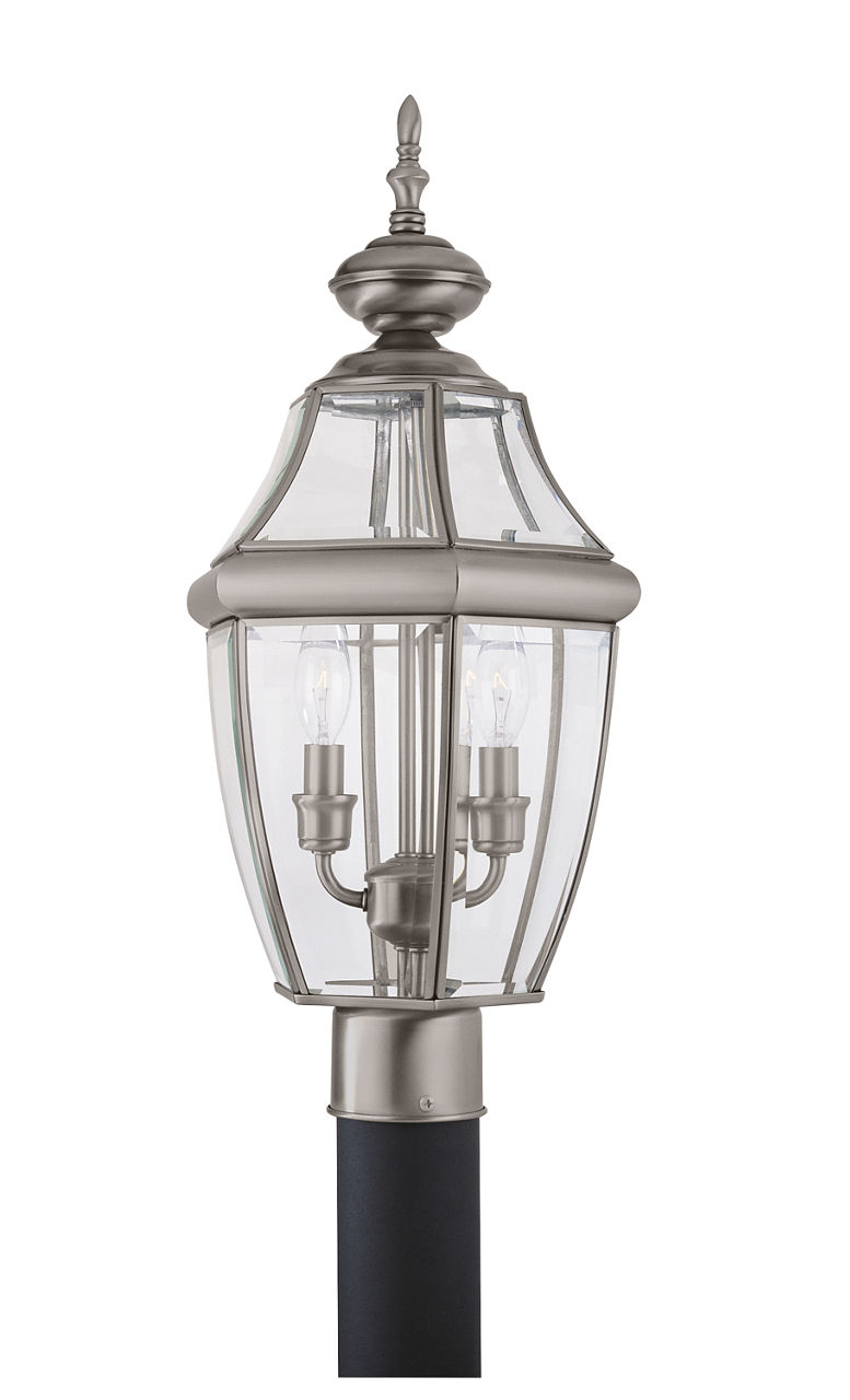 Lancaster Two Light Outdoor Post Lantern Antique Brushed Nickel