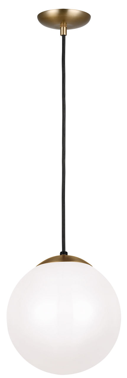 Leo Hanging Globe Medium Pendant in Satin Brass with Smooth White Glass Bulb(s) Not Included
