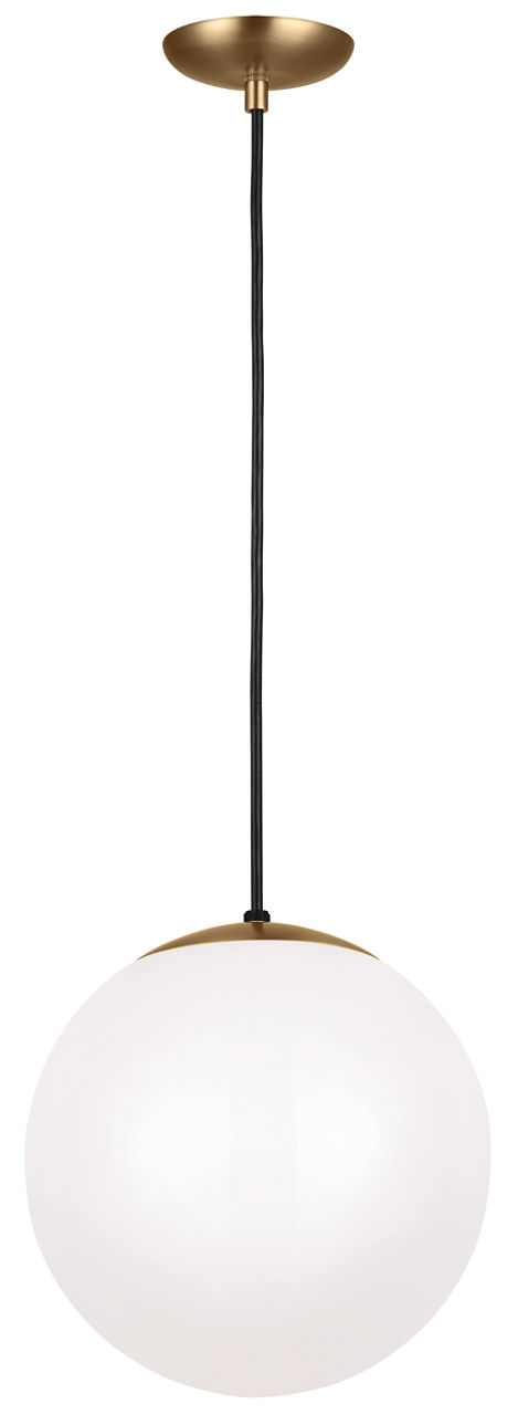 Leo Hanging Globe Large Pendant in Satin Brass with Smooth White Glass Bulb(s) Not Included