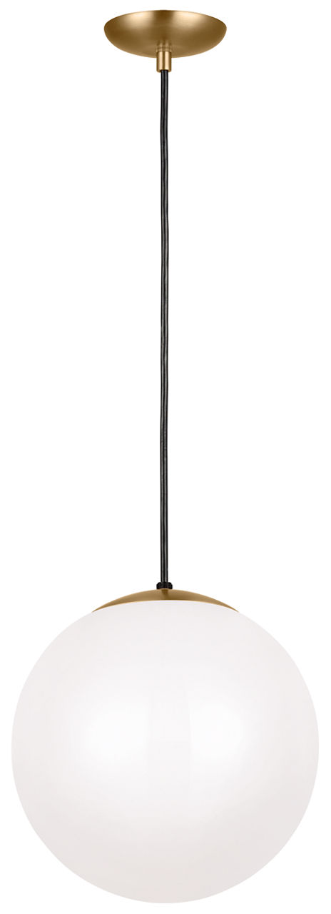 Leo Hanging Globe XL Pendant in Satin Brass with Smooth White Glass Bulb(s) Not Included