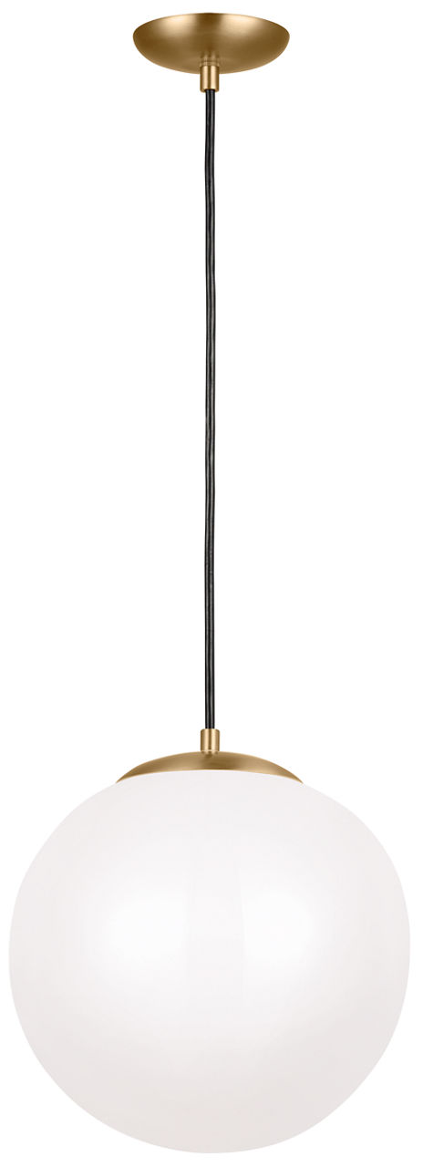Leo Hanging Globe XL Pendant in Satin Brass with Smooth White Glass Dedicated LED