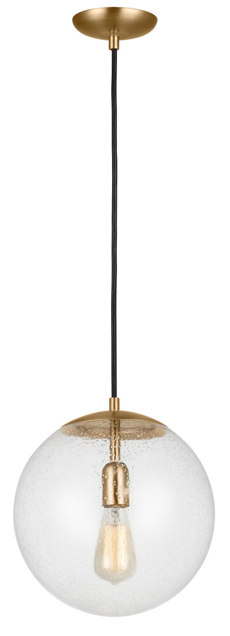 Leo Hanging Globe Large Pendant in Satin Brass with Clear Seeded Glass Bulb(s) Not Included