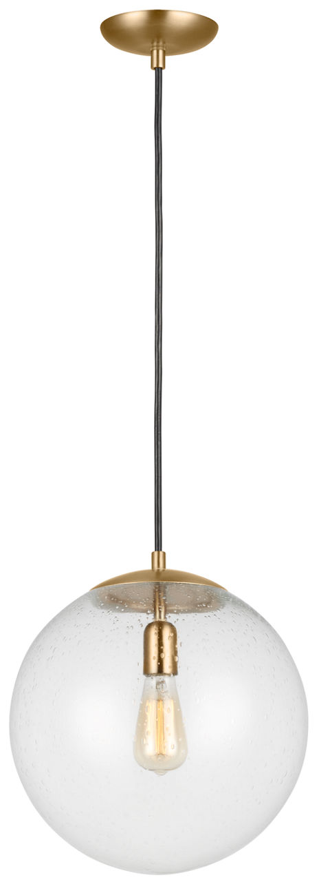 Leo Hanging Globe XL Pendant in Satin Brass with Clear Seeded Glass Bulb(s) Not Included