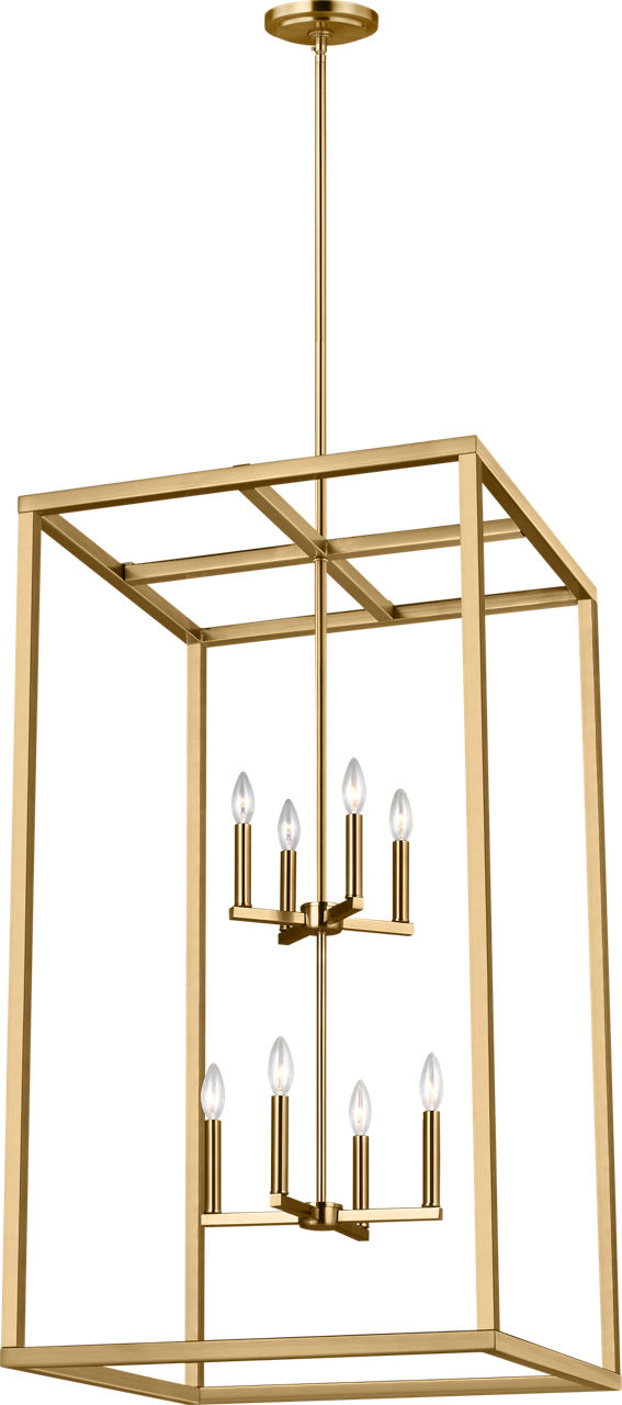Moffet Street Extra Large Eight Light Hall / Foyer Satin Brass