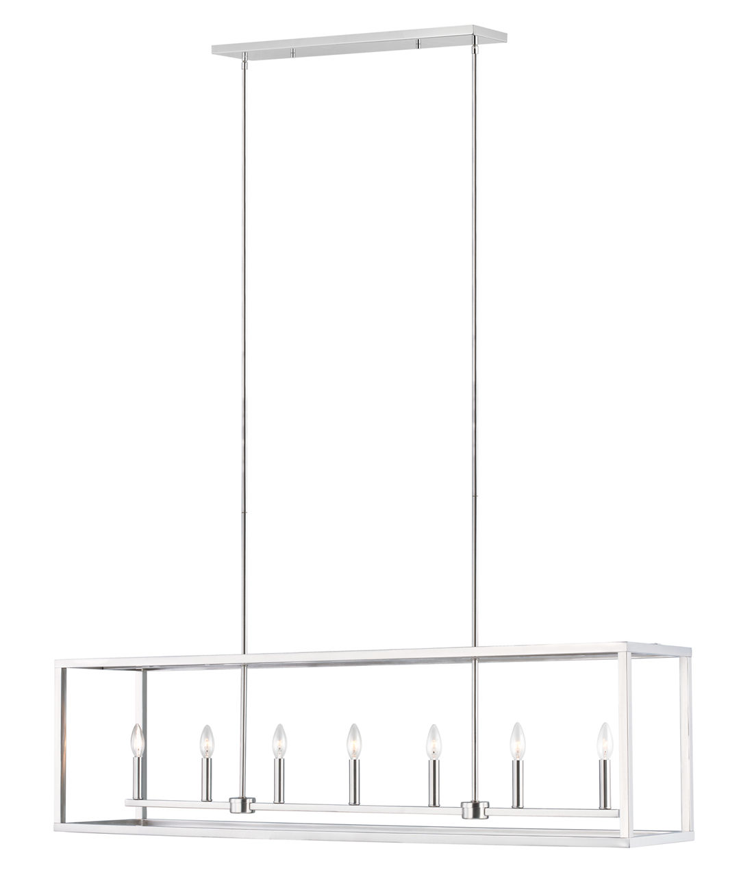 Moffet Street Long Seven Light Island Pendant Brushed Nickel
