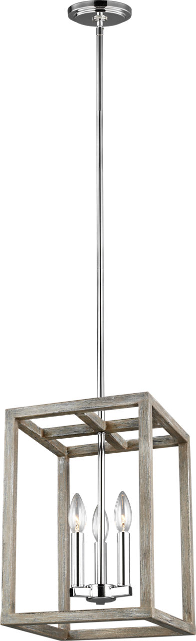 Moffet Street Small Three Light Hall / Foyer Washed Pine