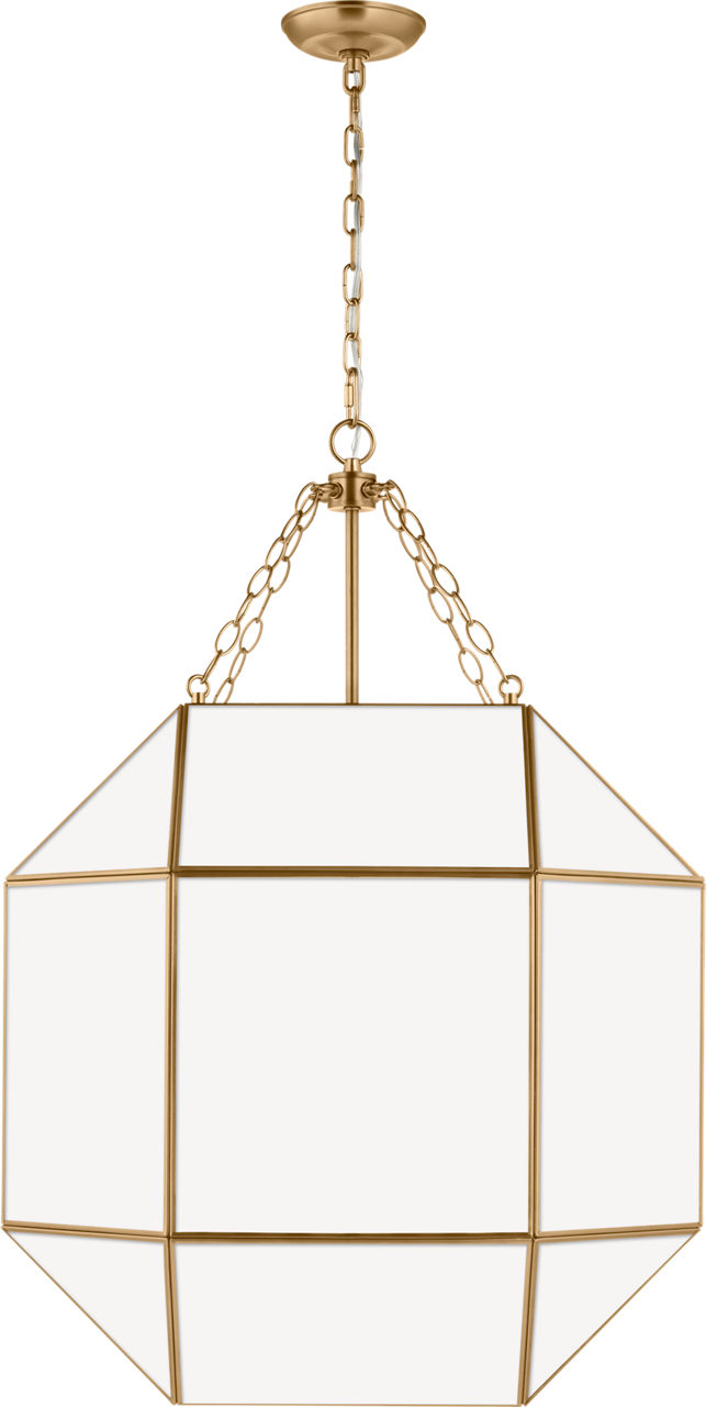 Morrison Large Lantern in Satin Brass and Milk Glass Bulb(s) Included