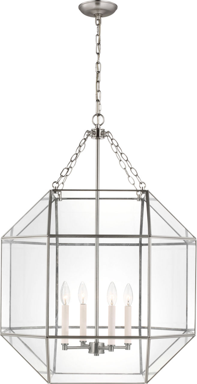 Morrison Large Lantern in Brushed Nickel and Clear Glass Bulb(s) Not Included