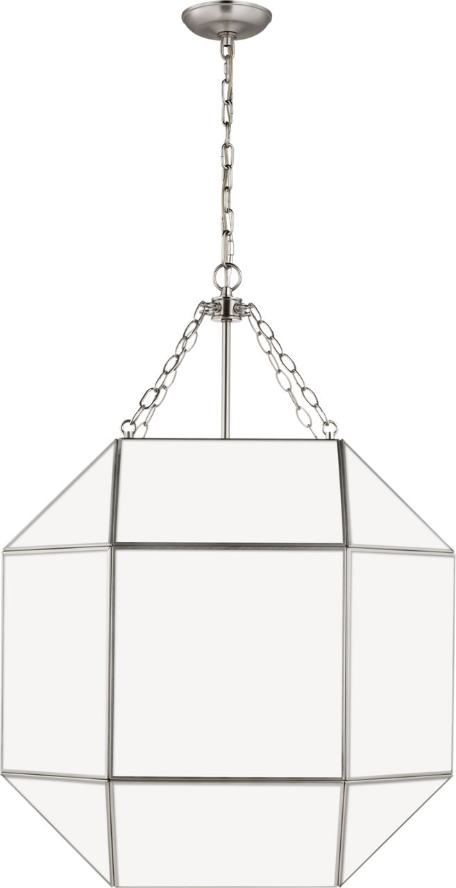 Morrison Large Lantern in Brushed Nickel and Milk Glass Bulb(s) Included