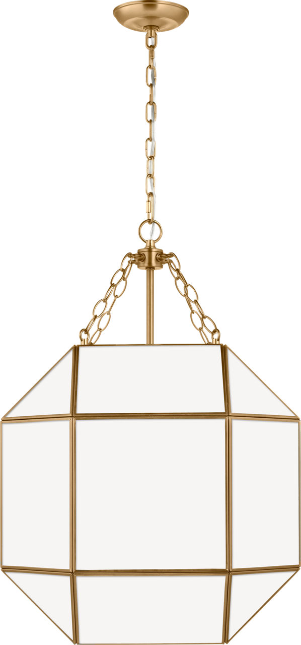 Morrison Medium Lantern in Satin Brass with Smooth White Glass Bulb(s) Not Included