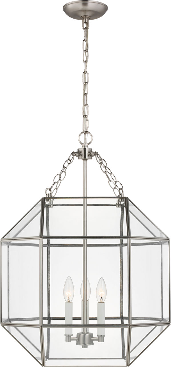 Morrison Medium Lantern in Brushed Nickel with Clear Glass Bulb(s) Not Included