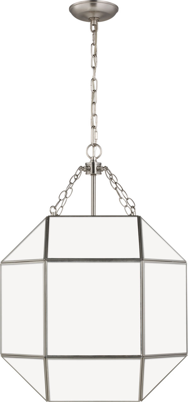 Morrison Medium Lantern in Brushed Nickel with Smooth White Glass Bulb(s) Not Included
