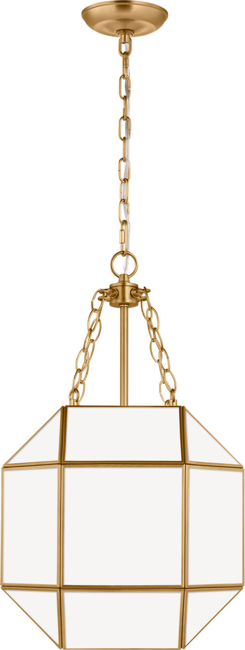Morrison Small Lantern in Satin Brass with Smooth White Glass Bulb(s) Not Included