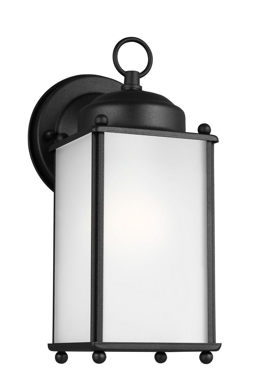 New Castle Medium Wall Lantern in Black with Clear Glass Panels Bulb(s) Not Included