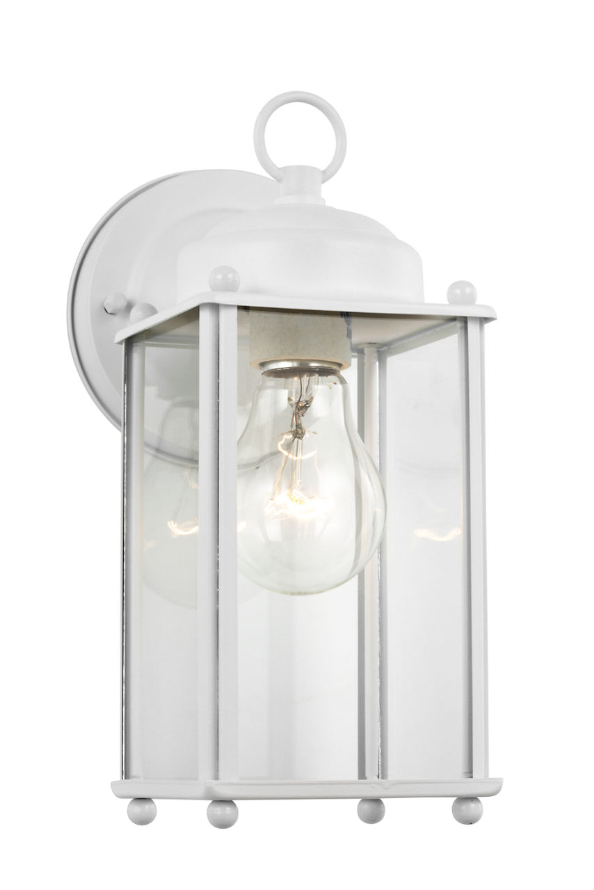 New Castle Medium Wall Lantern in White with Clear Glass Panels Bulb(s) Not Included