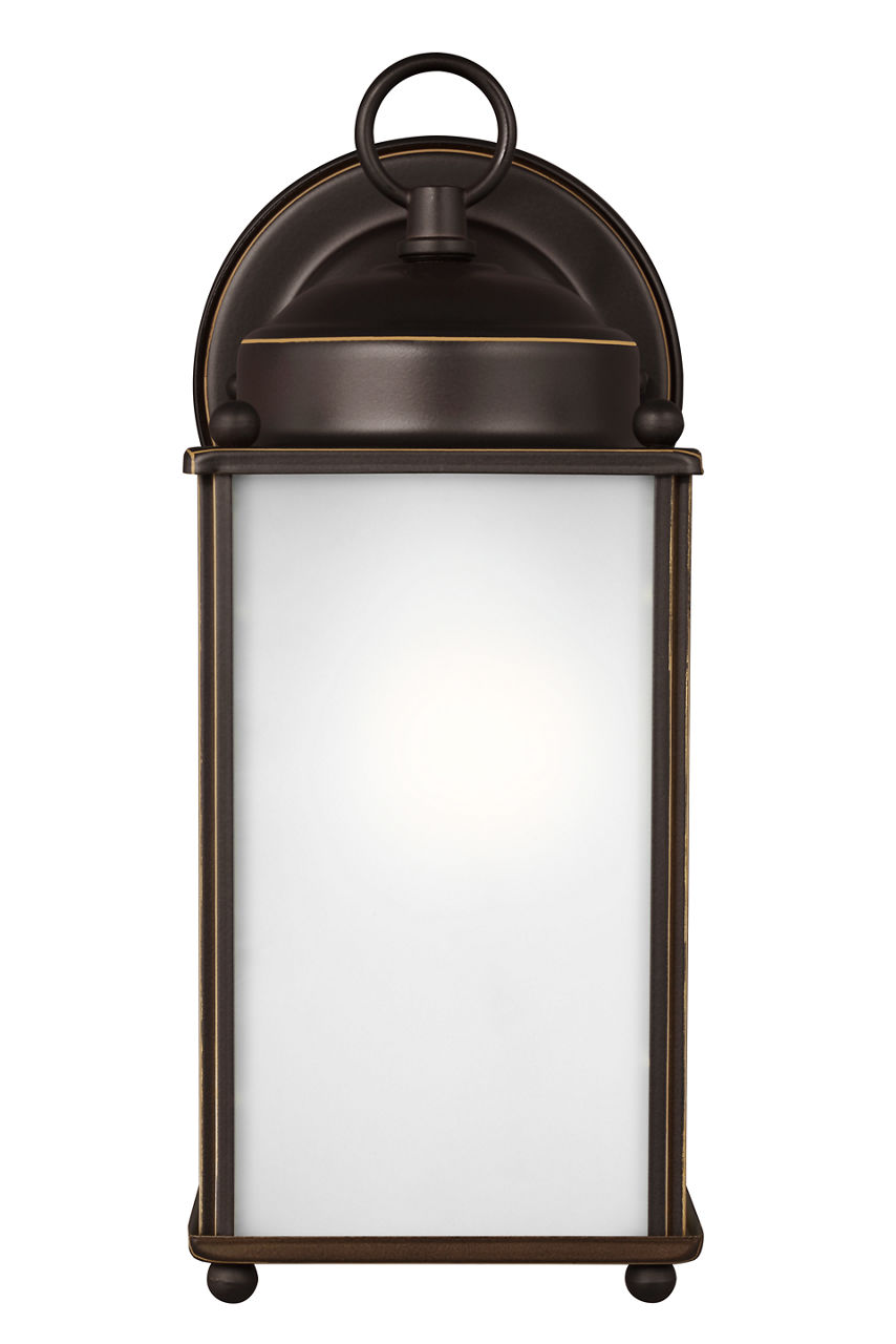 New Castle Medium Wall Lantern in Antique Bronze with Satin Etched Glass Panels Bulb(s) Not Included