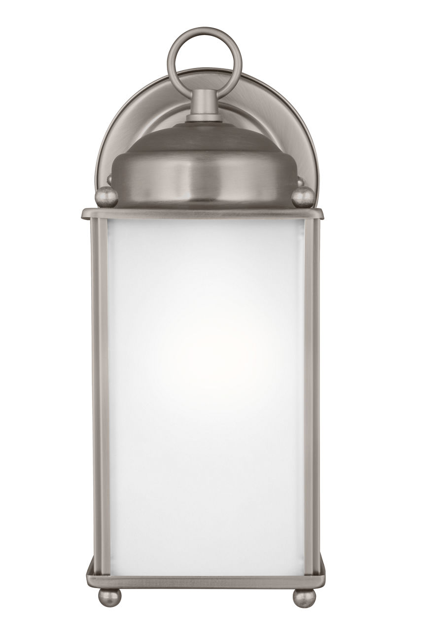 New Castle Medium Wall Lantern in Antique Brushed Nickel with Satin Etched Glass Panels Bulb(s) Not Included