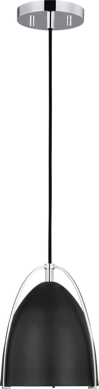 Norman Mini Pendant in Chrome with Midnight Black Steel Shade Bulb(s) Not Included