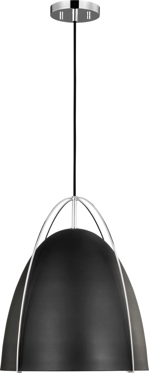 Norman Large Pendant in Chrome with Midnight Black Steel Shade Bulb(s) Not Included