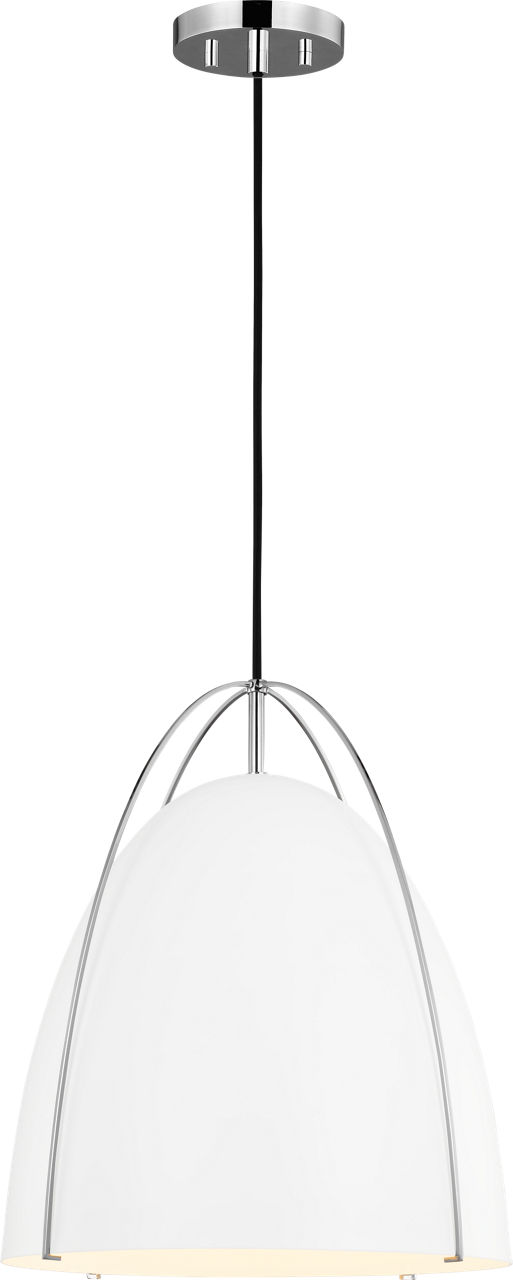 Norman Large Pendant in Chrome with Matte White Steel Shade Bulb(s) Not Included