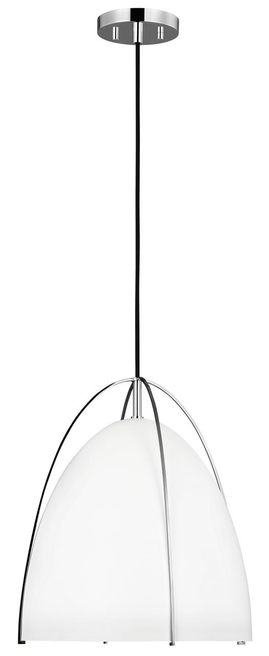Norman Medium Pendant in Chrome with Matte White Steel Shade Bulb(s) Not Included