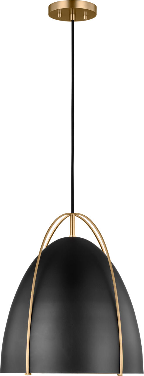 Norman Medium Pendant in Satin Brass with Midnight Black Steel Shade Bulb(s) Not Included