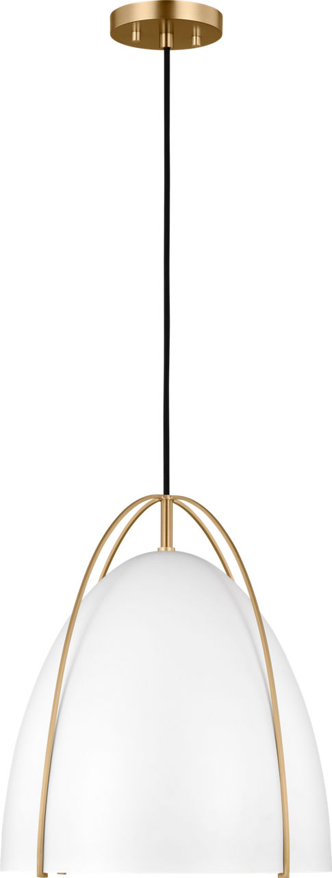 Norman Medium Pendant in Satin Brass with Matte White Steel Shade Bulb(s) Not Included
