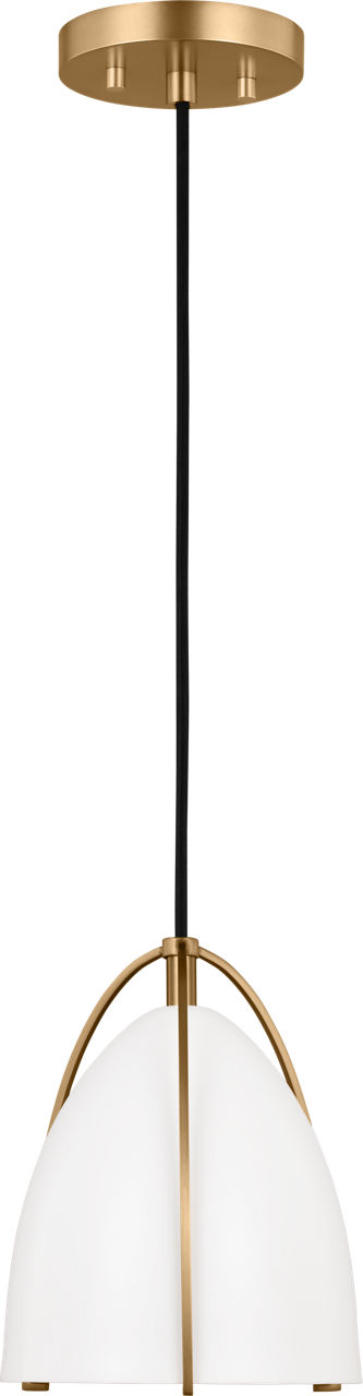 Norman Mini Pendant in Satin Brass with Matte White Steel Shade Bulb(s) Not Included