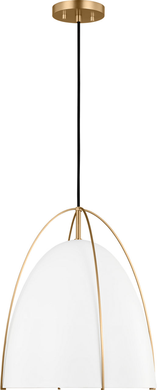 Norman Large Pendant in Satin Brass with Matte White Steel Shade Bulb(s) Not Included