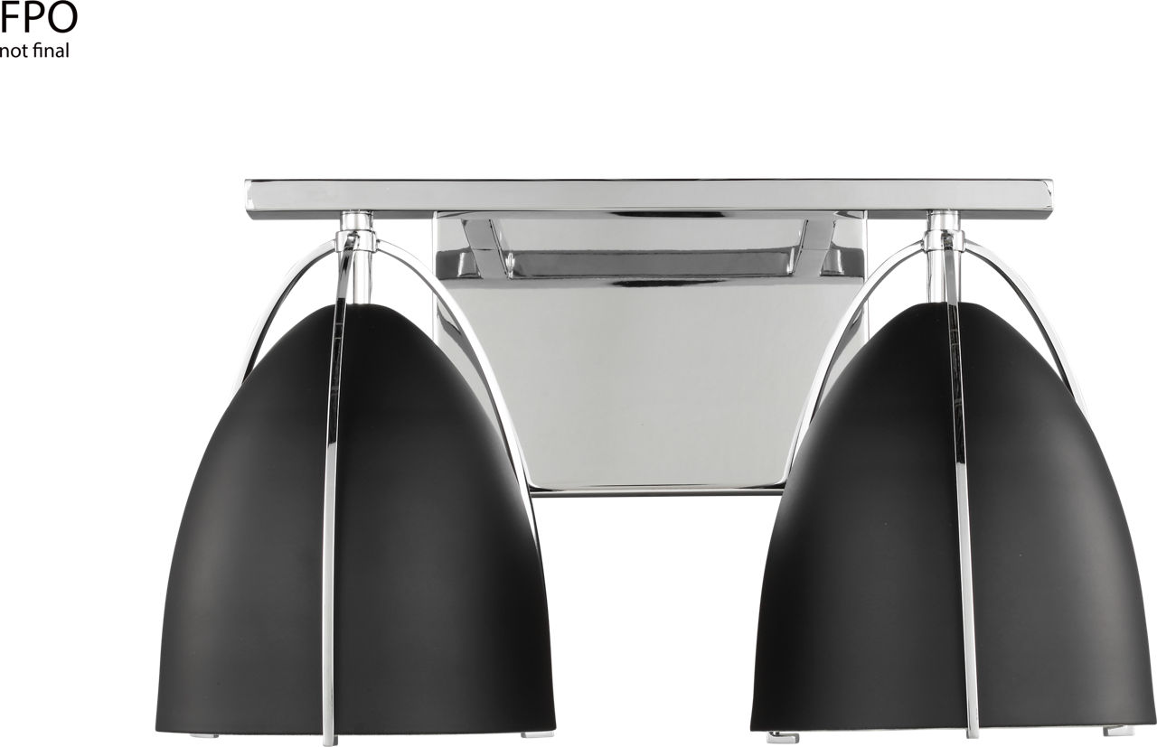 Norman 2-Light Bath Sconce in Chrome with Midnight Black Steel Shades Bulb(s) Included