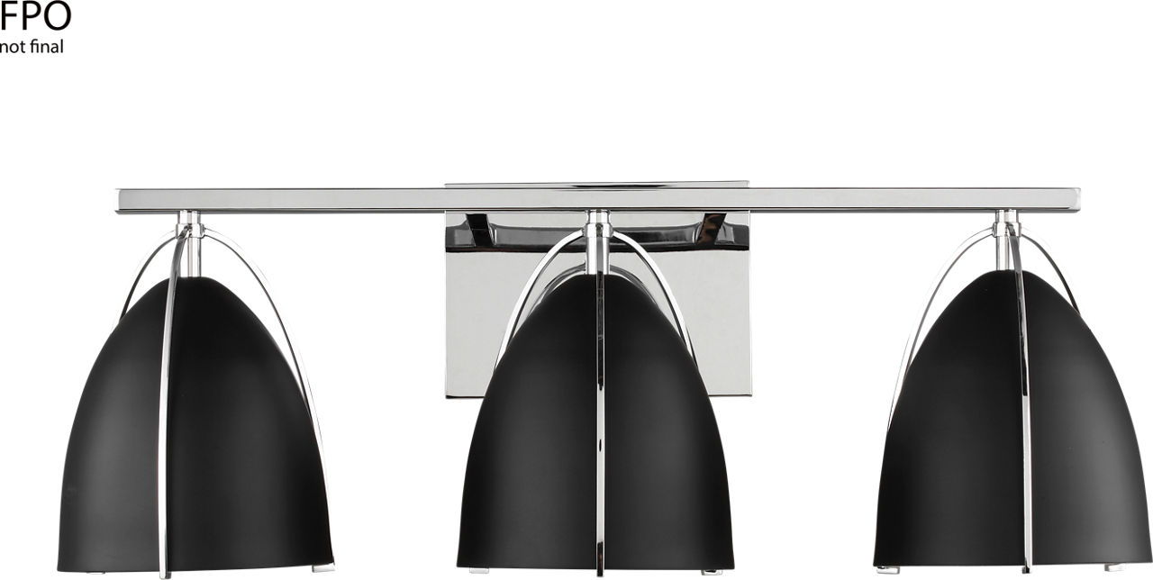 Norman 3-Light Bath Sconce in Chrome with Midnight Black Steel Shades Bulb(s) Not Included